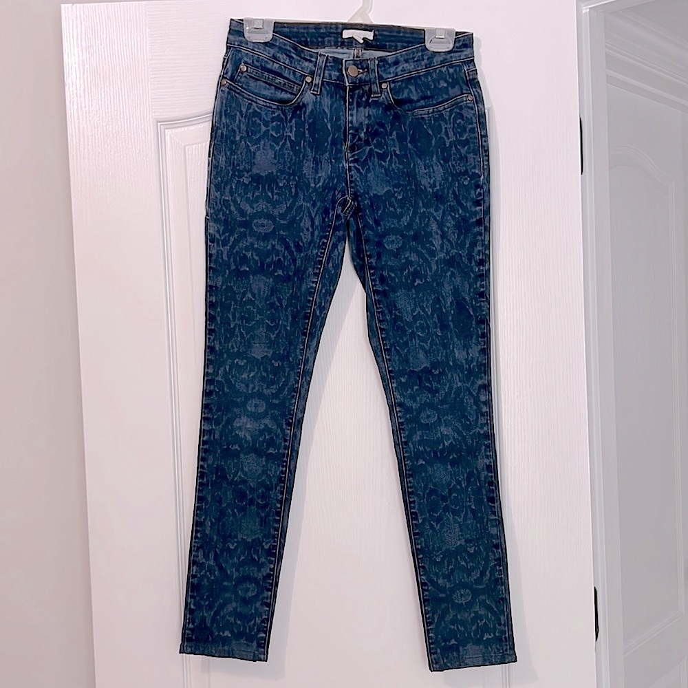 Eileen Fisher Ikat Blue Denim Skinny Jeans